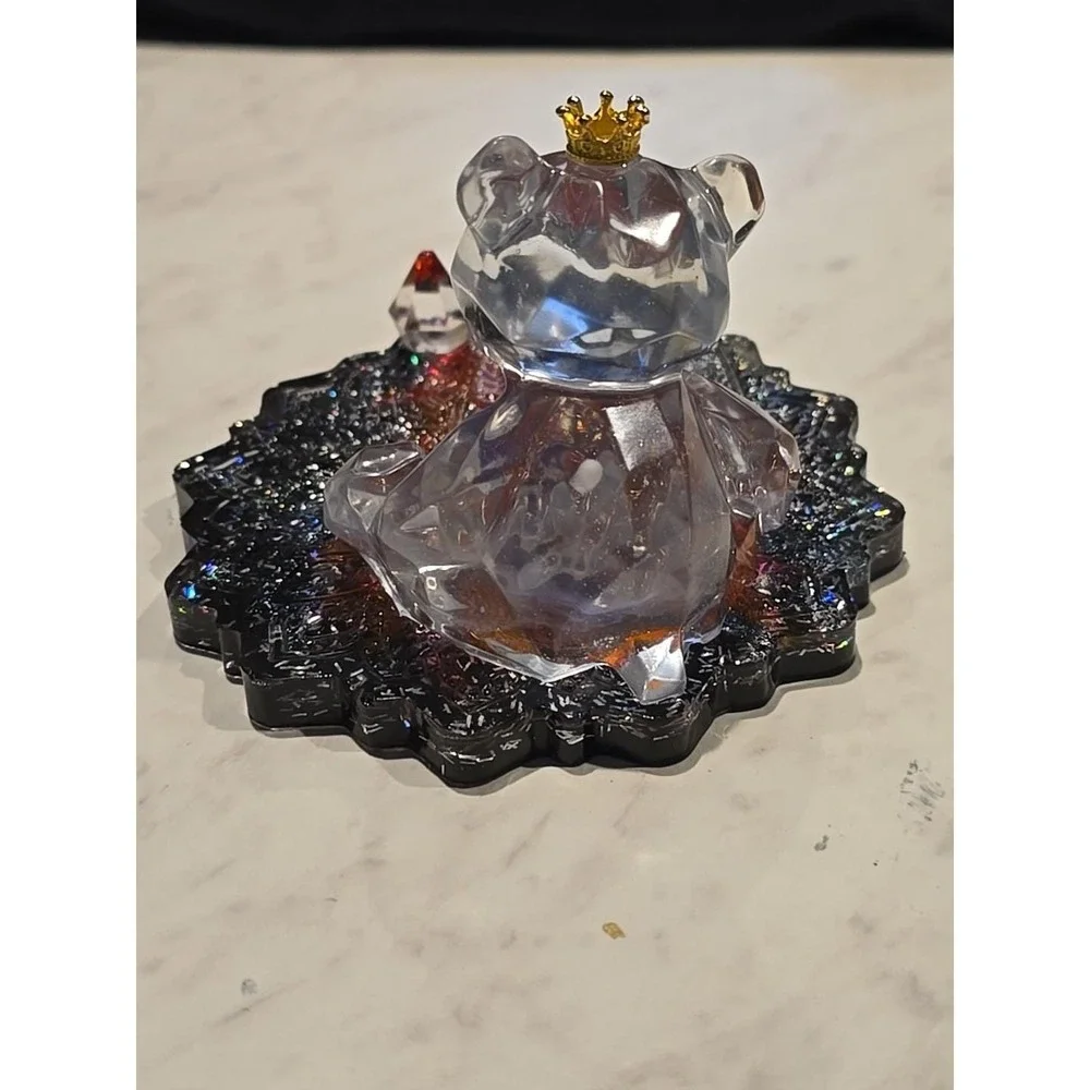 Handmade Resin Cell Phone‎ Holder Red Black Clear Bear 737